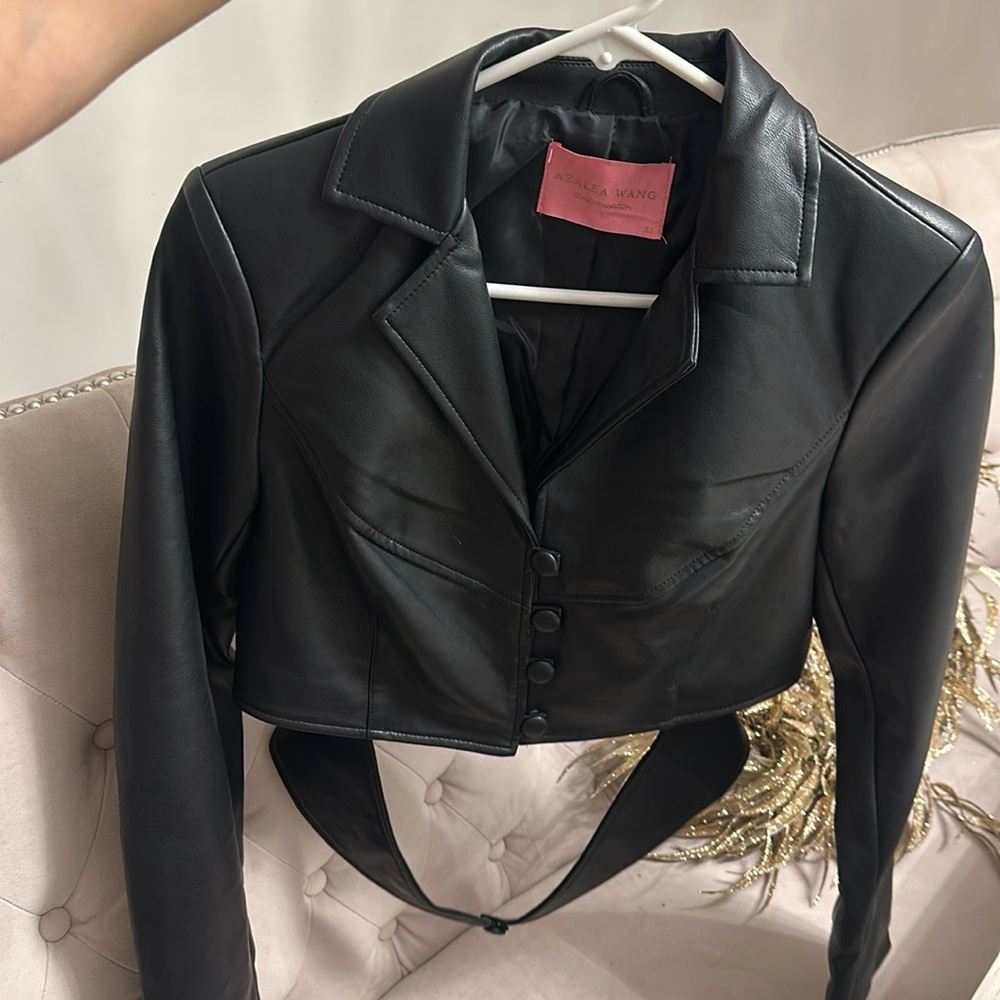 Azalea Wang Leather Button Down Shirt Jacket - image 1